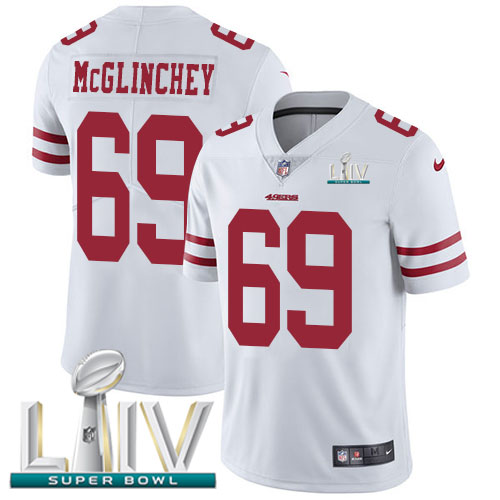 San Francisco 49ers Nike #69 Mike McGlinchey White Super Bowl LIV 2020 Youth Stitched NFL Vapor Untouchable Limited Jersey